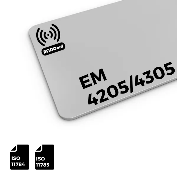 Professional LF RFID Card with EM4205/4305 technology featuring a 32-bit UID and EM4469/4569 protocol compatibility.