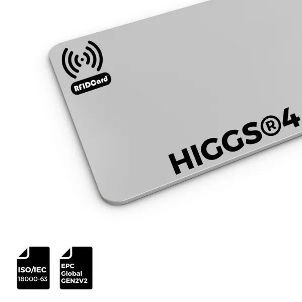 High performance UHF RFID Card featuring Alien Higgs 4 chip compliant with EPCglobal Class 1 Gen 2 standards.