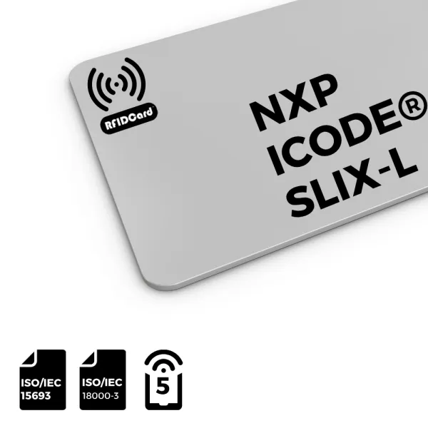 High-quality HF RFID Card featuring NXP ICODE SLIX-L technology with ISO 15693 compliance and NFC Type 5 support.