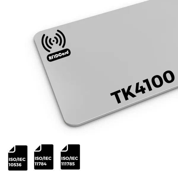 Standard LF RFID Card featuring TK4100 technology with 125kHz read-only CMOS circuit and EM format compatibility.