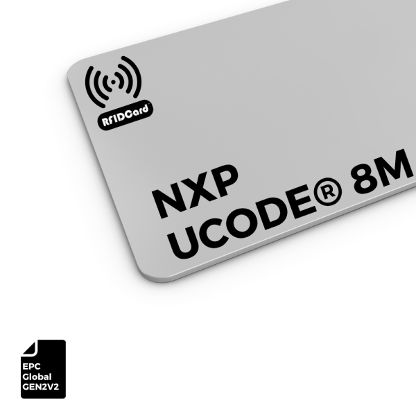 High-performance UHF RFID Card featuring NXP UCODE 8M technology with EPCglobal Gen2v2 compliance for supply chain management.