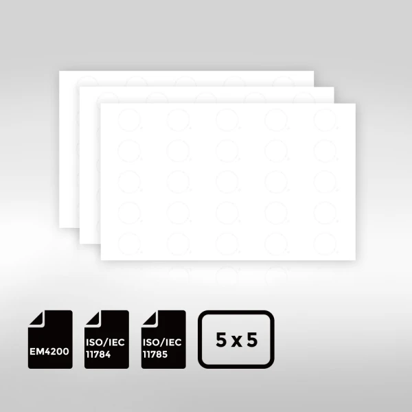 Eco-friendly EM4200 BioPoly Vinyl RFID Inlay Sheet 5 5 mm with secure 125 kHz chip