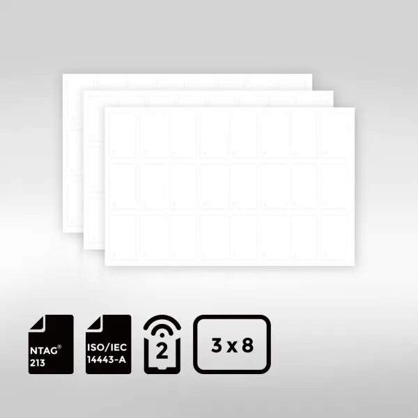 Sustainable 3 8mm layout of NXP NTAG 213 BioPoly Vinyl NFC Inlay Sheet