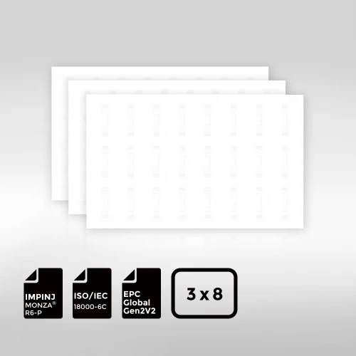 Impinj Monza R6P BioPoly Vinyl RFID Inlay 3 8mm layout with reliable read range