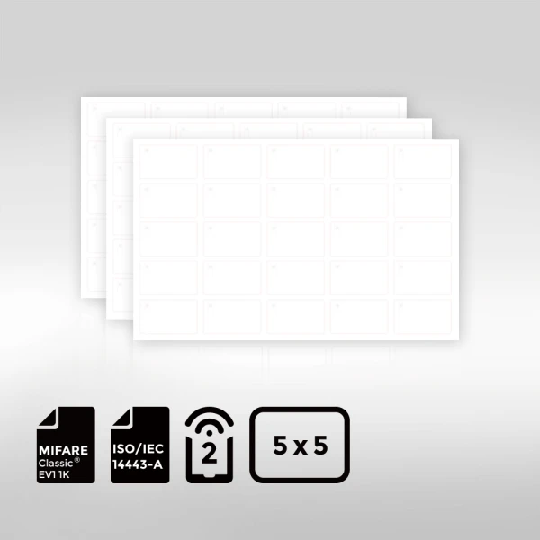 5 5mm layout of MIFARE Classic EV1 1K BioPoly Vinyl RFID Inlay Sheet with strong compatibility and secure encryption