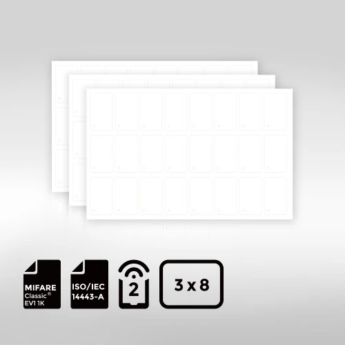 MIFARE Classic EV1 1K BioPoly Vinyl RFID Inlay Sheet 3 8mm layout with secure performance