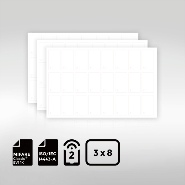 3 8mm layout of MIFARE Classic EV1 1K BioPoly Vinyl RFID Inlay Sheet with reliable memory and eco friendly material
