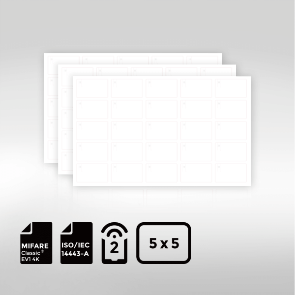5 5mm layout of MIFARE Classic EV1 4K BioPoly Vinyl RFID Inlay Sheet with enhanced security and sustainable material