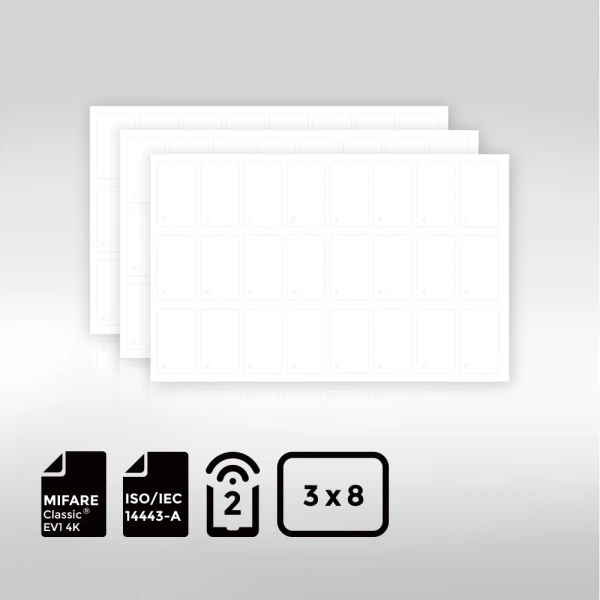 3 8mm layout of MIFARE Classic EV1 4K BioPoly Vinyl RFID Inlay Sheet with 4KB memory and eco friendly material