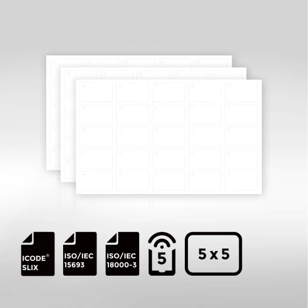 5 5mm layout of NXP ICODE SLIX BioPoly Vinyl RFID Inlay Sheet for secure efficient HF NFC integration