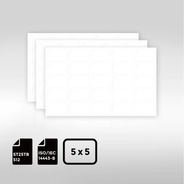 5 5mm layout of ST25TB512 BioPoly Vinyl RFID Inlay Sheet for efficient eco friendly RFID applications
