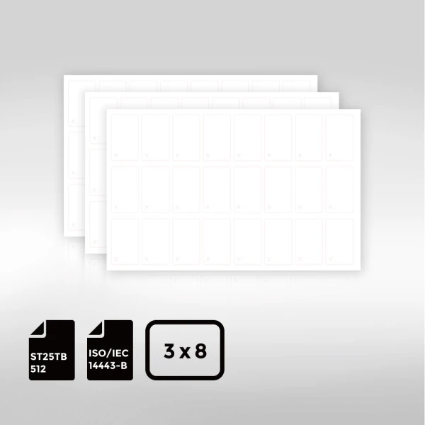 3 8mm layout of ST25TB512 BioPoly Vinyl RFID Inlay Sheet for reliable sustainable RFID integration