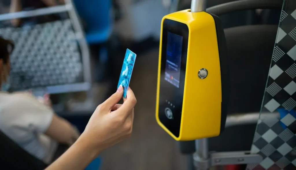 Eco-friendly RFID cards enabling sustainable and contactless access for public transportation commuters.