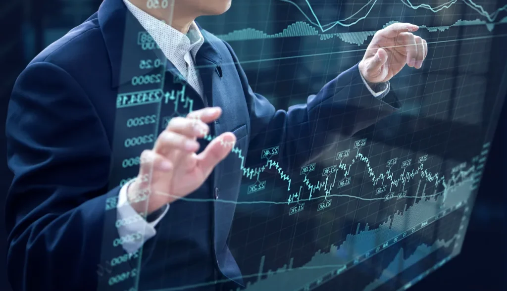 Professional analyzing financial data—representing ROI analysis for smart hotel key cards.
