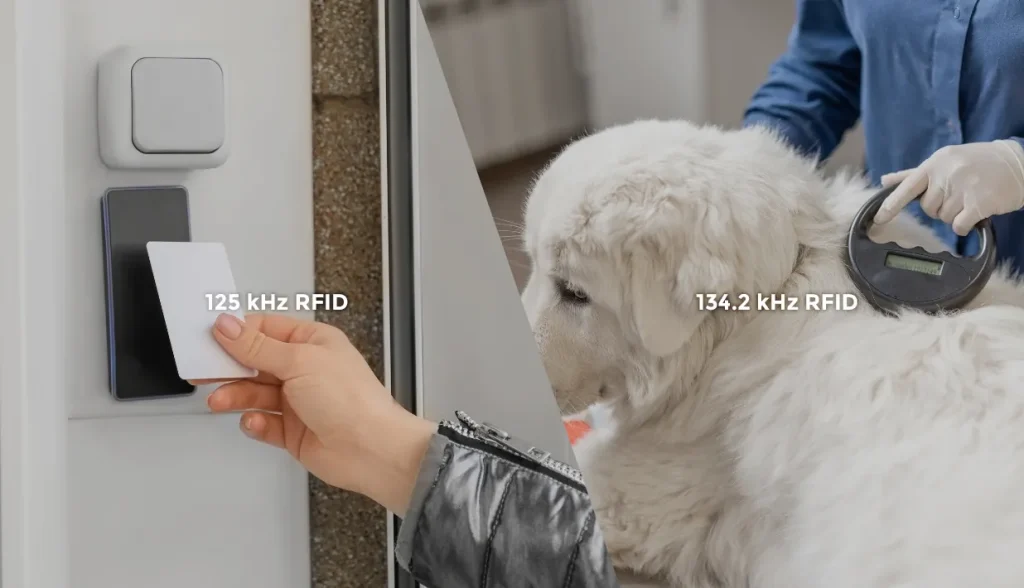 Applications of 125 kHz RFID and 134.2 kHz RFID in access control, ID verification, and animal identification systems.